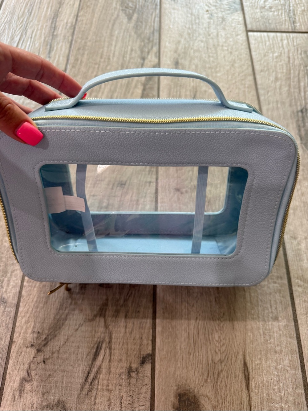 Clear Window Light Blue Cosmetic Travel Case